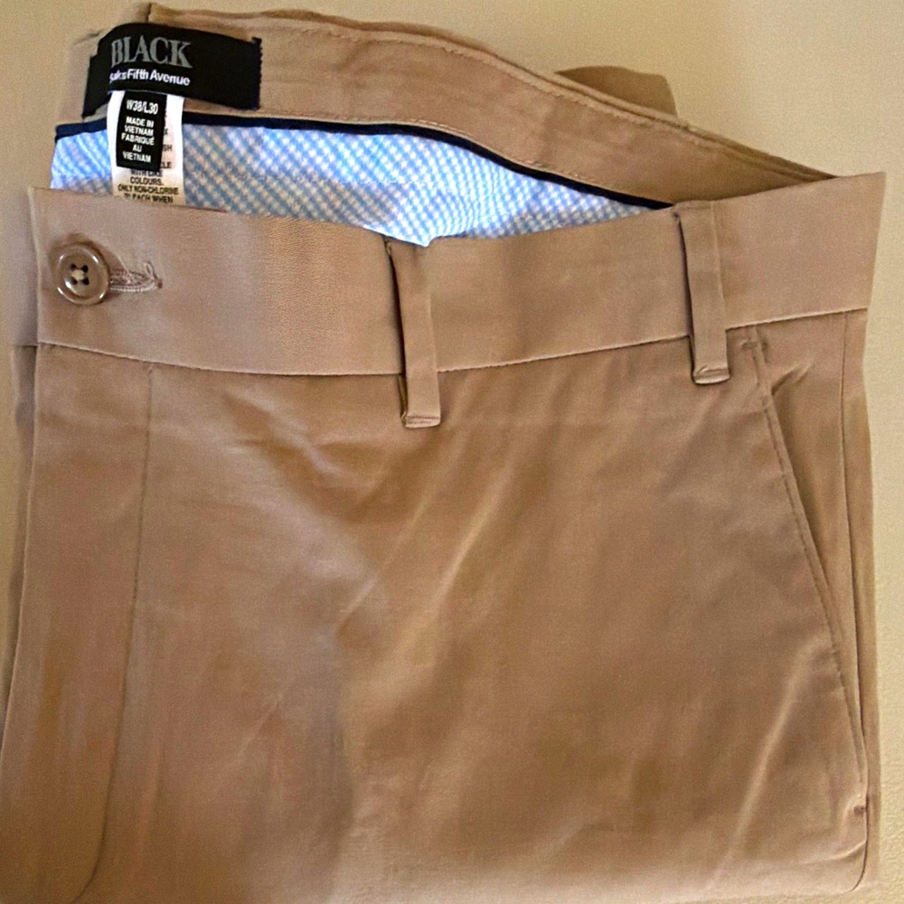 BLACK Saks Fifth Avenue Men's 38 W 30 L Beige Stretch Chino Pants